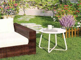 Metal Outdoor Side Table Round Patio Table, Rust-Resistant Small End Coffee Table for Balcony, V1338-WAK0051