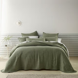 Bianca Bari Green Polyester Cotton Bedspread Set King V442-BCA-BEDSPREAD-BARI-GREEN-KI
