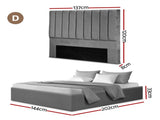 Artiss Double Bed Frame with Storage Grey Velvet Headboard Gas Lift Platform Base BFRAME-E-TOKI-VELA-D-GY-AB
