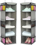 2 Pack 5 Foldable Shelf Hanging Closet Organizer Space Saver with Side Accessories Pockets for V178-87460