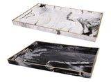 Set 2 Marble Patterned Rectangular Trays 48cm V637-20849