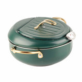 Frying Pot with Thermometer Japanese Stainless Steel Fryer Pan for Induction Cooker Deep Green V1294-YM0718-3118200267111