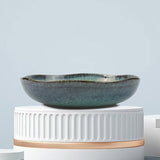 3 Pieces Reactive Glazed Ceramic Organic Fine Dinner Set with Plate and Bowl EARTHY AQUA V274-HA-LA-P0024301-BU