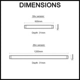 RAZORDM LED Batten Light - Tri-Colour Dimmable - 1200mm V1202-V1-CPLRAZORDM002A