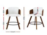 Artiss Wooden Bar Stools Swivel Kitchen Counter Stool Chair 58cm Seat Height BA-TW-W0099-WHX4
