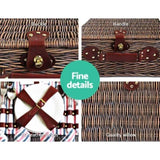 Alfresco 4 Person Picnic Basket Set Insulated Blanket Bag PICNIC-4PPL-STRIPE-BUPK