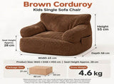 Soft Corduroy Kids Armchair with Pockets, Comfy Foam-Filled Lounge Seat for Bedroom Living Room V1341-ZY-AZA5DQVS-BROWN