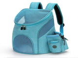 Comfortable hands-free pet carrier backpack with breathable mesh panels and padded shoulder straps, V1341-ZY-3JYFNA49-L-BLACKBLUE