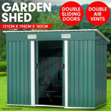 Garden Shed Flat 4ft x 6ft Outdoor Storage Shelter - Green GSF-BSW-46N-GN