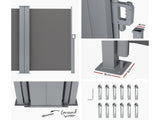Instahut Side Awning Sun Shade Outdoor Retractable Privacy Screen 2X6M Grey AWN-B-SIDE-BD-200-GREY