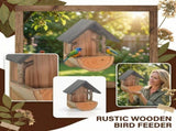 Wooden Bird Feeder Wall Mounted Creative Outdoor Ornament Large Capacity Weather Resistant Natural V1366-AZ2-W-16073