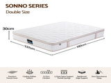Giselle 30cm Double Spring Mattress Tencel Cover 5-Zone Firm Back Support MATTRESS-B-SONNO-30-D