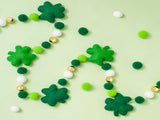 8.2 Ft St. Patrick's Day Felt Banner 3D Lucky Shamrock Clover with Gold Bead Hanging Garland Green V1258-DP02-WO-149
