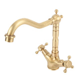 Basin Faucet Short Brass Double Handle Cold Hot Water Swivel Sink Faucet for Kitchen Bathroom V1294-YM0901-3112250016111