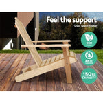 Gardeon Adirondack Outdoor Chairs Wooden Beach Chair Patio Furniture Garden Natural FF-BEACH-UF-CH-NW