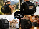Black Blue dog carrier, skylight dog carrier, pet transport, small dog carrier, dog travel V1106-136-94069
