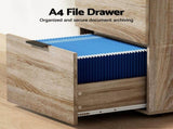 Artiss Filing Cabinet Files Storage Office Shelves File Organiser Oak 2 Drawer FURNI-B-CAB-2T-WD
