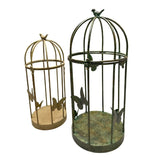 Set 2 Nested Distressed Finish Plant Cages w Butterflies 79cm, 69cm V637-74136CGE