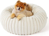 Calming Donut Pet Bed - Faux Rabbit Fur Soft Warm Round Cat Dog Bed - Plush Cozy Cuddler for Small V1258-DROP002-PETBED-01-OFW-S