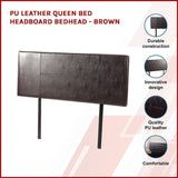 PU Leather Queen Bed Headboard Bedhead - Brown V63-768135