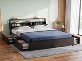 Artiss Queen Metal Bed Frame 4 Drawers Hidden Storage Headboard HEDY MBED-D-HEDY-Q-BK-ABC