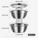 Stainless Steel Multifunctional Grater Set for Kitchen Washing Sieve and Draining Basin - Efficient V1192-AZ-W-24253