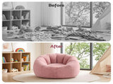Artiss Bean Bag Chair Cover Soft Faux Fur Beanbag Cover Large Round Stuffed Animal BD-COVER-ROUND-PK
