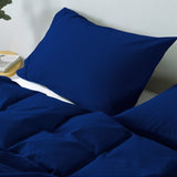 Royal Comfort Vintage Washed 100 % Cotton Quilt Cover Set Queen - Royal Blue ABM-10002600
