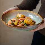 Ceramic Plates Flame Pattern Plates Deep Salad Bowls Noodle Bowls Fruit Plates - Multi - Size L V1347-122-42848-MLT-L