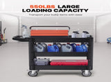 Utility Service Cart, 550 LBS Laod Capacity, 3 Shelf Heavy Duty Plastic Rolling Utility Cart with V952-DXSLSYTCDXCX3K5H9V0