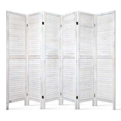 Artiss 6 Panel Room Divider Screen 245x170cm Louver White RD-B-0539-6P-WH-AB