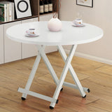 SOGA White Dining Table Portable Round Surface Space Saving Folding Desk Home Decor TABLERD722