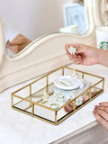 Tray Gold Mirror Decorative for Storage Jewelry and Makeup accessories V178-12580