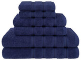 Dark Blue Luxury 6-Piece Combed Cotton Towel Bale Set - Ultra Soft & Absorbent Bath, Hand, Face V888-ELOSUNG27905