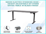 160cm Electric Standing Desk Height Adjustable Sit Stand Office Table in Black V63-954081