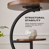 2 Tier End Table Sofa Side End Table Round Nightstand with Sturdy Metal Frame V488-TBD-WH