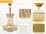 Luxury Empire Gold Crystal Chandelier Ceiling Light, Round Crystal Pendant Lamp with 3 Color V767-LT-X168-Y40