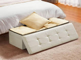 Foldable Storage Ottoman Bench, End of Bed Bench with Side Bags, Folding Upholstered Storage Chest V952-BYWSZYKZDK405QXFB001V0