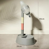Grey Base Adjustable Height Pet Water Dispenser with Food Bowl Base - Non-Drip Bottle Feeder Station V888-ELOSUNG23872