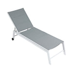 Gardeon Sun Lounger Chaise Lounge Wheels Patio Furniture Outdoor Setting White FF-LOUNGE-ALU-WH