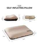 Dark Green Automatic Inflatable 3D Outdoor Sponge Pillow - Portable Camping Travel Neck Cushion, V888-ELOSUNG13227