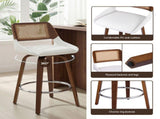 Artiss Wooden Bar Stools Set of 3 Swivel Kitchen Counter Stool Chair 60cm Seat Height BA-B-0369-RAT-WHX3