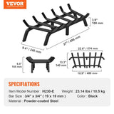 Fireplace Log Grate, 685.8mm Heavy Duty Fireplace Grate with 6 Support Legs, 19.05mm Solid V952-ZTXYMP34X342740JUV0