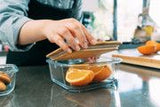 6 Pcs Large Bamboo Food Containers Clear Glass with Bamboo Lids V915-MB0079X6