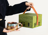 Vintage Kiln-Transmutation Ceramic Mug, Spiral Silhouette Jute Heat-Resistant Handle, Handcrafted V1232-TCSBLHZ-008