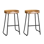 Artiss 2x Bar Stools Tractor Seat 65cm Wooden BA-TW-9090-H65-NTX2