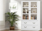 Artiss Buffet Sideboard 180cm Hutch Storage Cabinet Kitchen Drawer Door White FUR-C-GLASS-SID180-WH-ABC