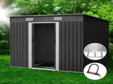 Giantz Garden Shed 2.38x1.31M w/Metal Base Sheds Outdoor Storage Tool Workshop Sliding Door SHED-FLAT-4X8-BASE-ABC