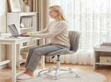 Artiss Ergonomic Office Chair Armless Height Adjustable Computer Desk Chair Fabric Light Grey OCHAIR-M-2589-LG