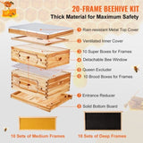 VEVOR Bee Hive 20 Frame Bee Hives Starter Kit, Beeswax Coated Cedar Wood, 1 Deep 1 Medium Bee V952-CTFXSMSHX1ZHAS36XV0